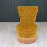 Pair of toad chairs in old gold velvet