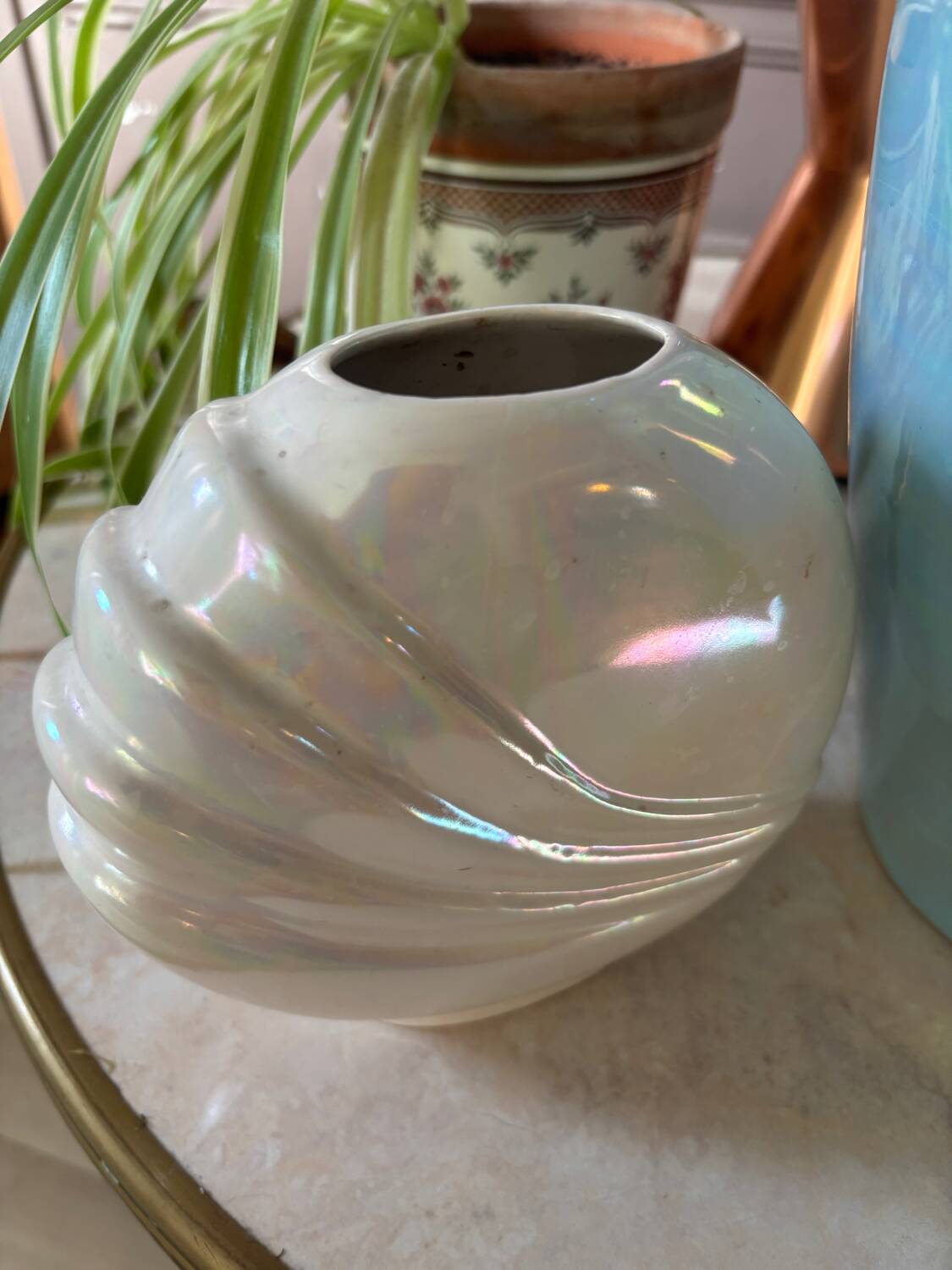 Vase art deco irisé années 80