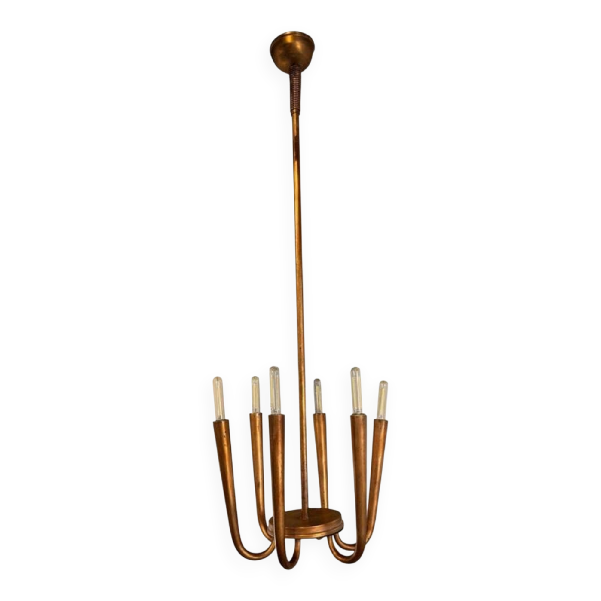 Rare Art Deco copper pendant light by Guglielmo Ulrich