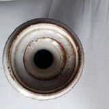 Large vintage stoneware vase with naive decor