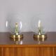 Pair of Vintage 1950s Brass and Glass Table Lamps, Italian Design