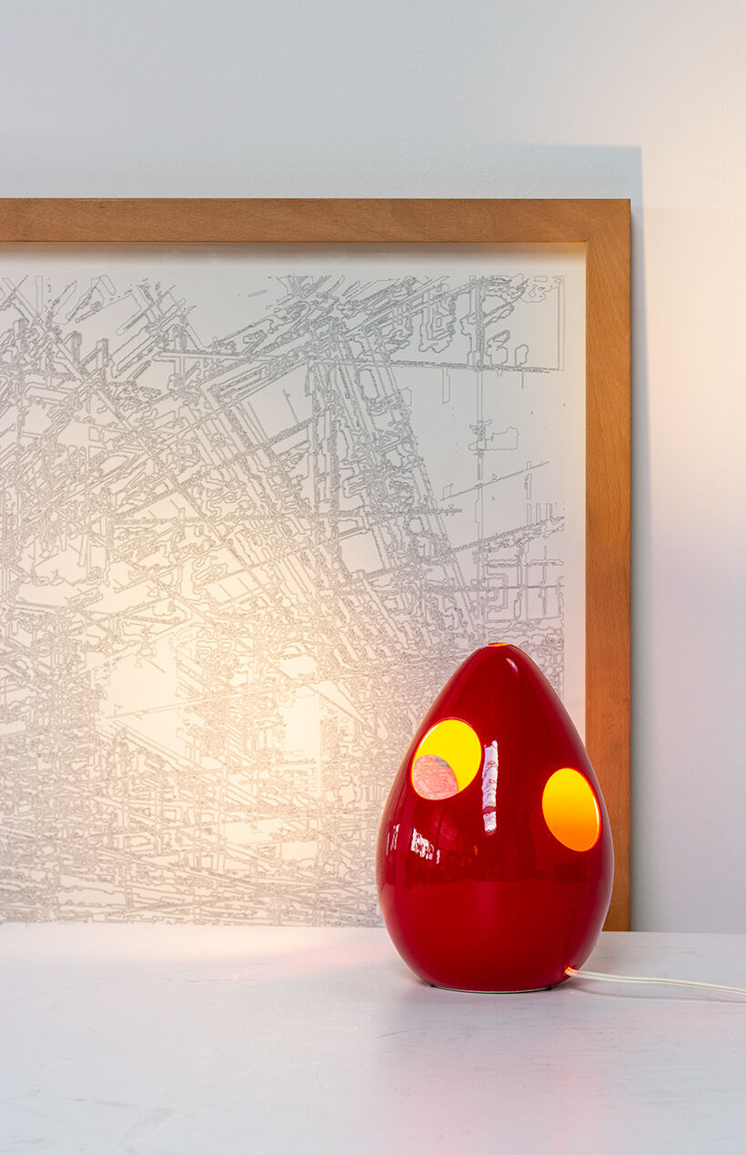 Pino Spagnolo lamp in cermal design for Sicart Italy 1970