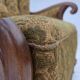 1950s, Danish armchair, furniture wool, hand carved oak wood.