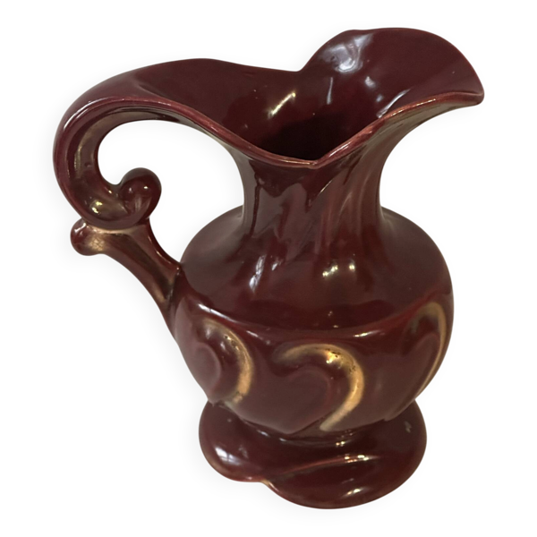 Pichet Mid-Century céramique no 14/20 Germany - Rouge rubis rehaussé O