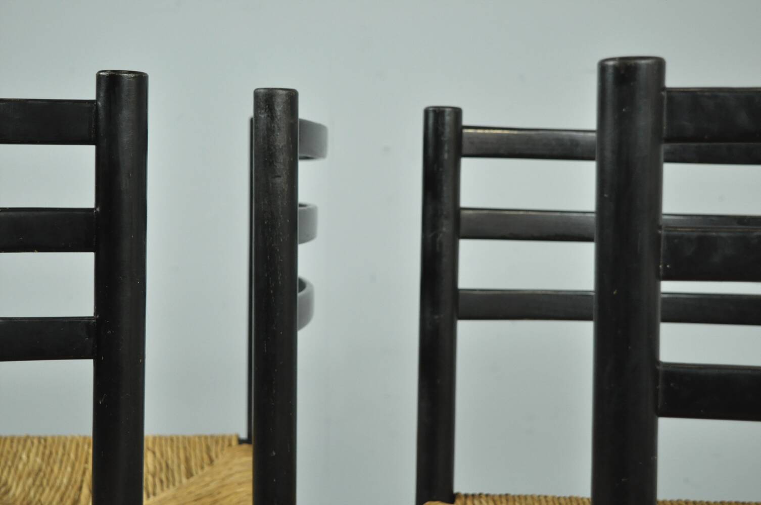 MID-CENTURY modern dining chairs with rush seat, 1960s