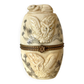 Ivory and brass owl and ermine box
