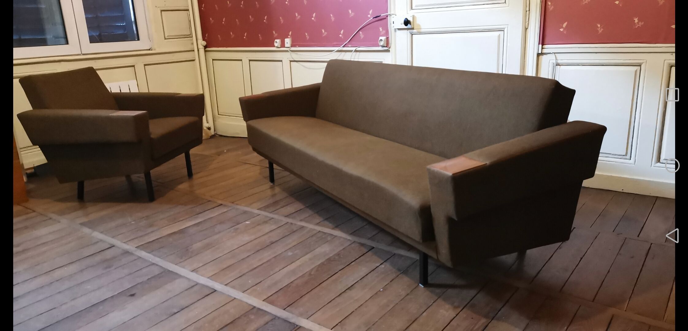 Sofa sofa daybed convertible 60 years 70 khaki