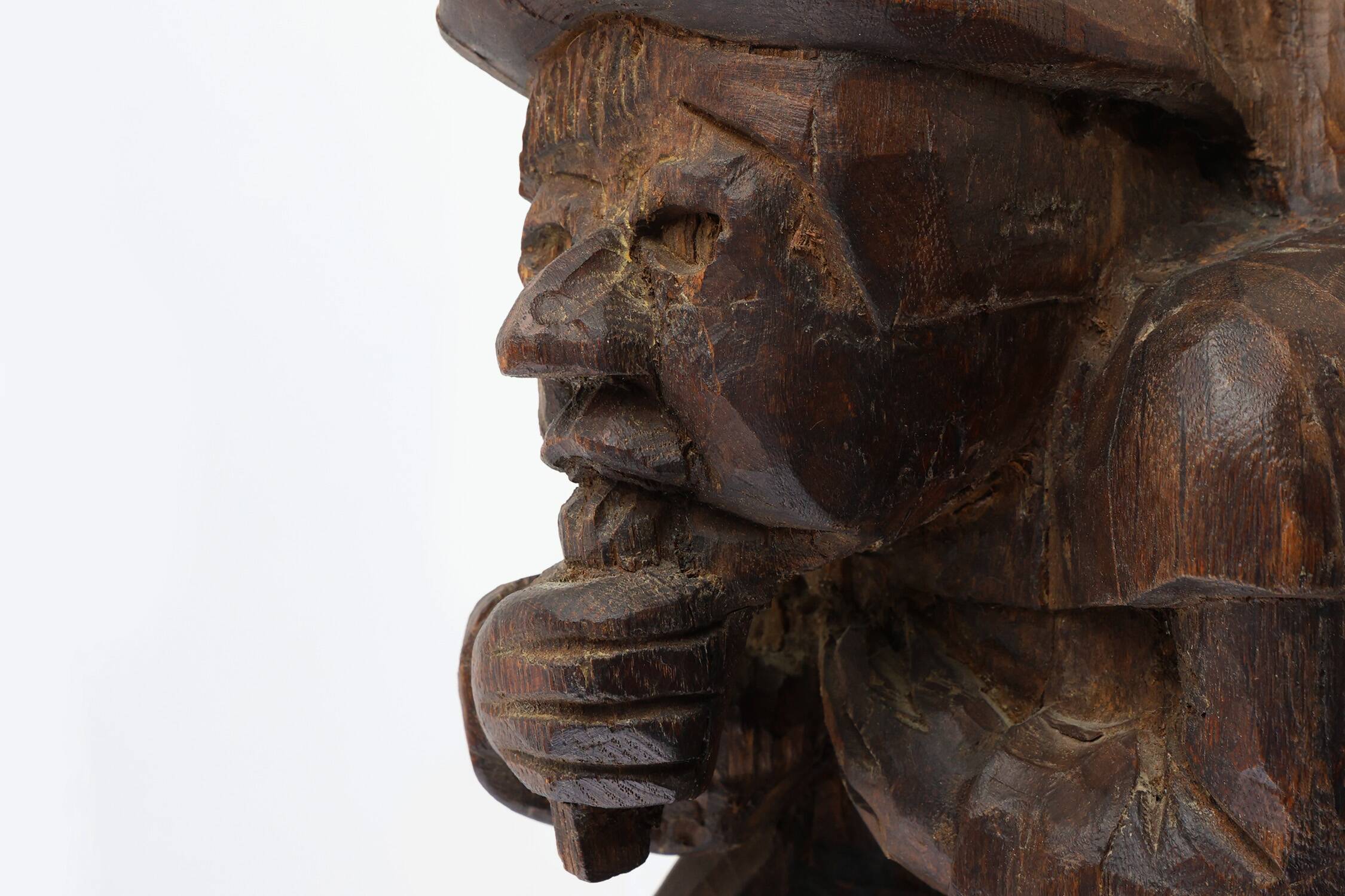 Hand-Carved Oak Wall Figure of a man, France ca. 1850