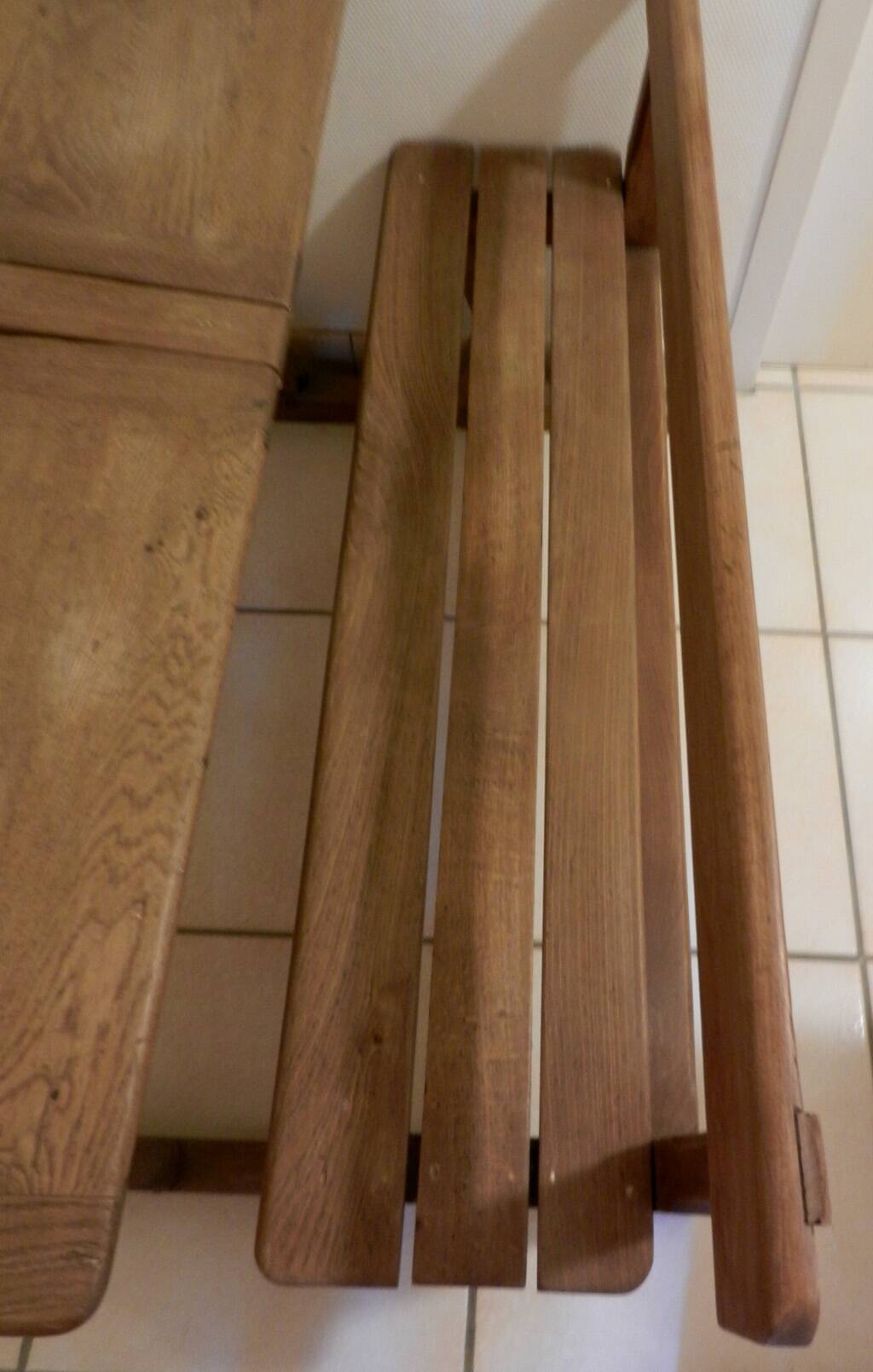 Old school desk with 2 seats and opening lockers