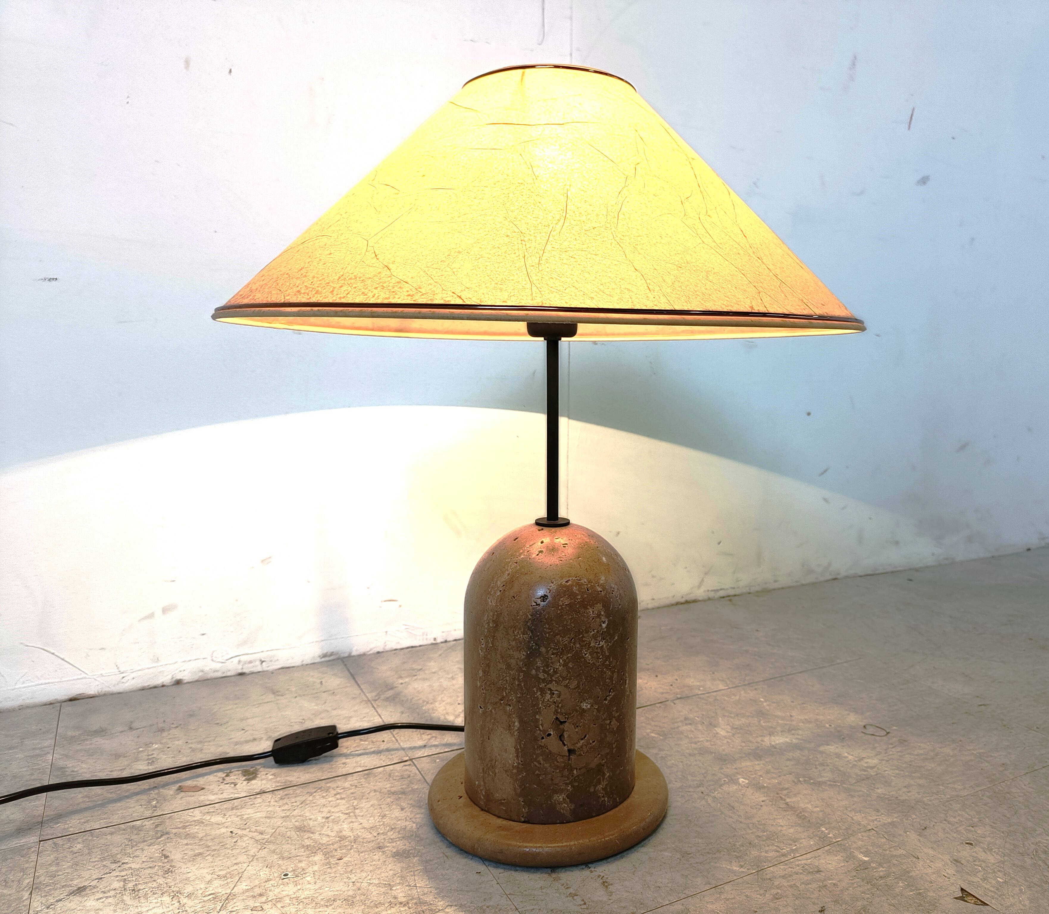 Vintage travertine table lamp, 1970s