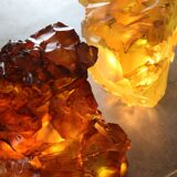 Vintage Italian Orange & Yellow Sculpture Lamps, 70s, set of 2