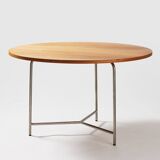 Table ronde Sven Markelius 'Markelius01' – Édition limitée Design 1930 en acier inoxydable et noyer