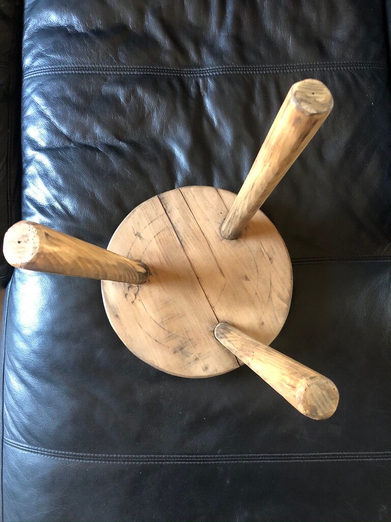 Massive oak tripod stool