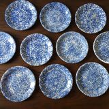Lot of 10 plates with blue speckled blue Ceraminter
