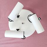 White ceiling light with 3 spotlights made in Italy, space age design