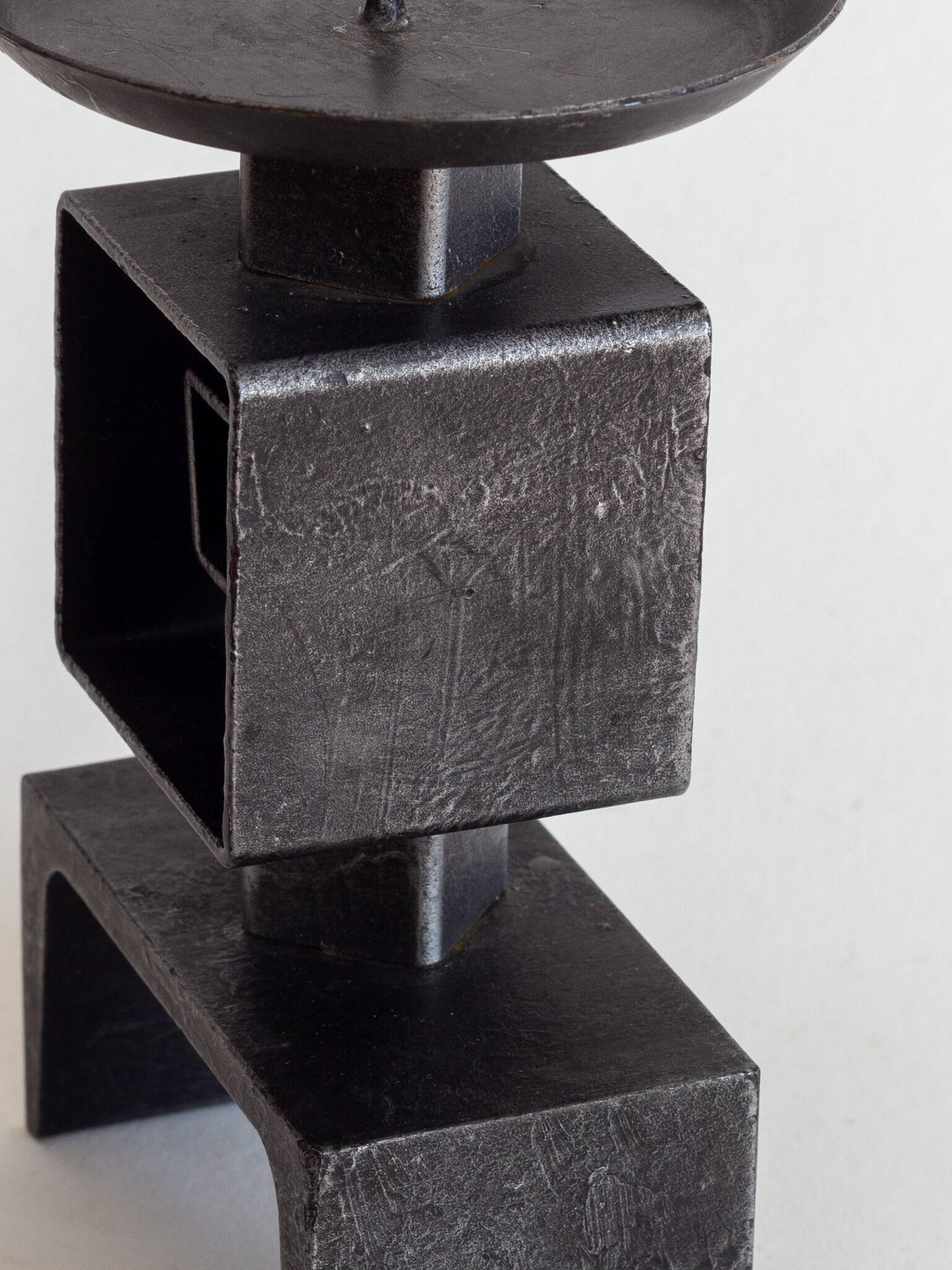 Wrought metal totem candle holder, 1960s