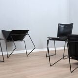 Leather stacking chairs by Toyoda Hiroyuki for ICF 1980s, set of 4