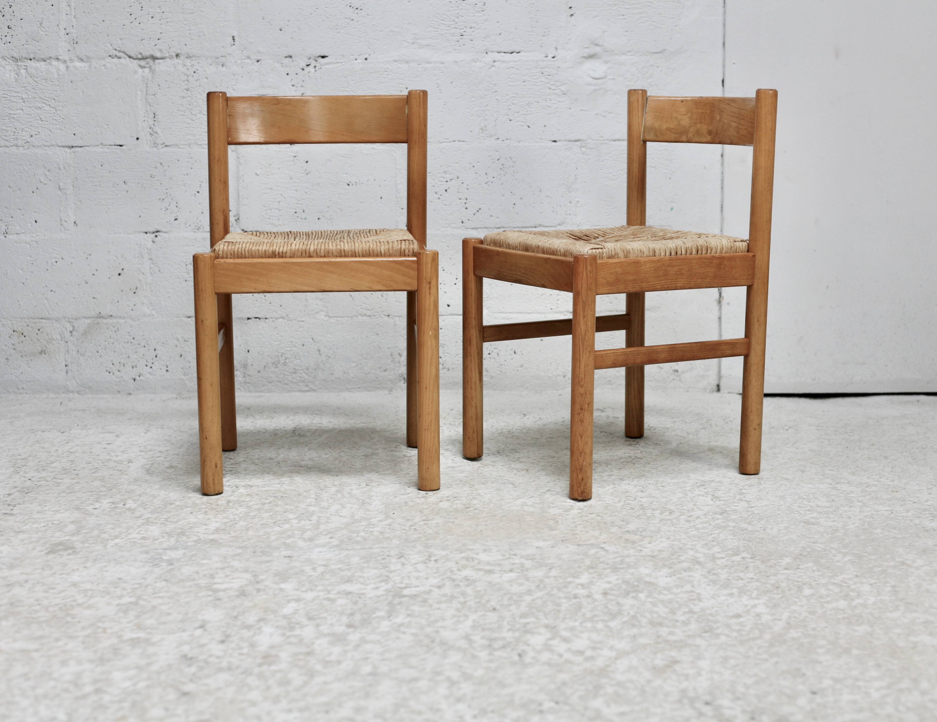 Pair of straw chairs. France, circa 1960