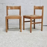 Pair of straw chairs. France, circa 1960