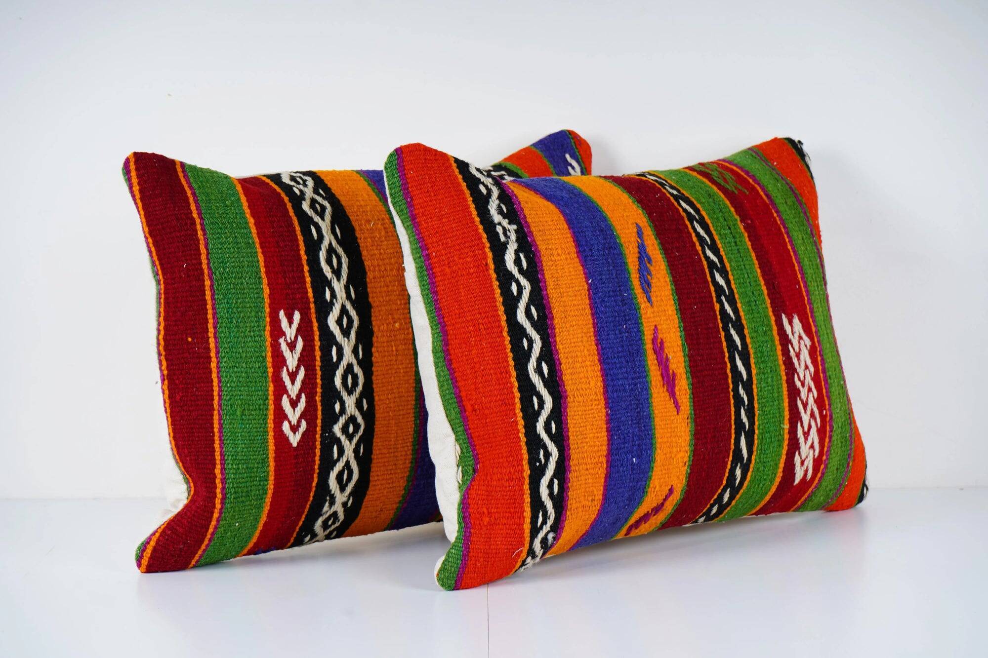 Set of 2 vintage kilim cushion covers 46x61 cm