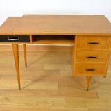 Vintage 1960s Two-Tone Free-Form Light Oak Desk