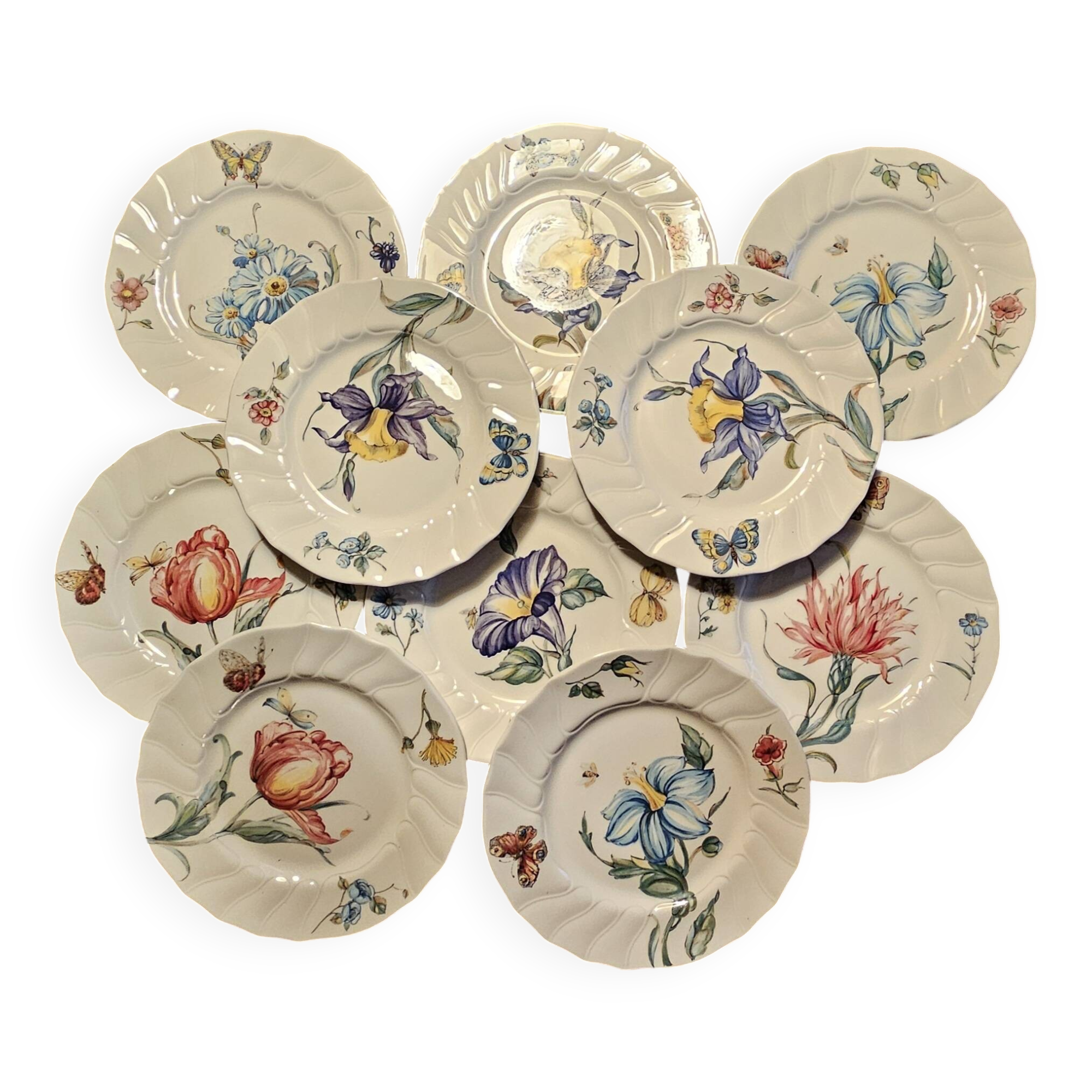 Set of 11 Villeroy and Boch Bouquet model dessert plates