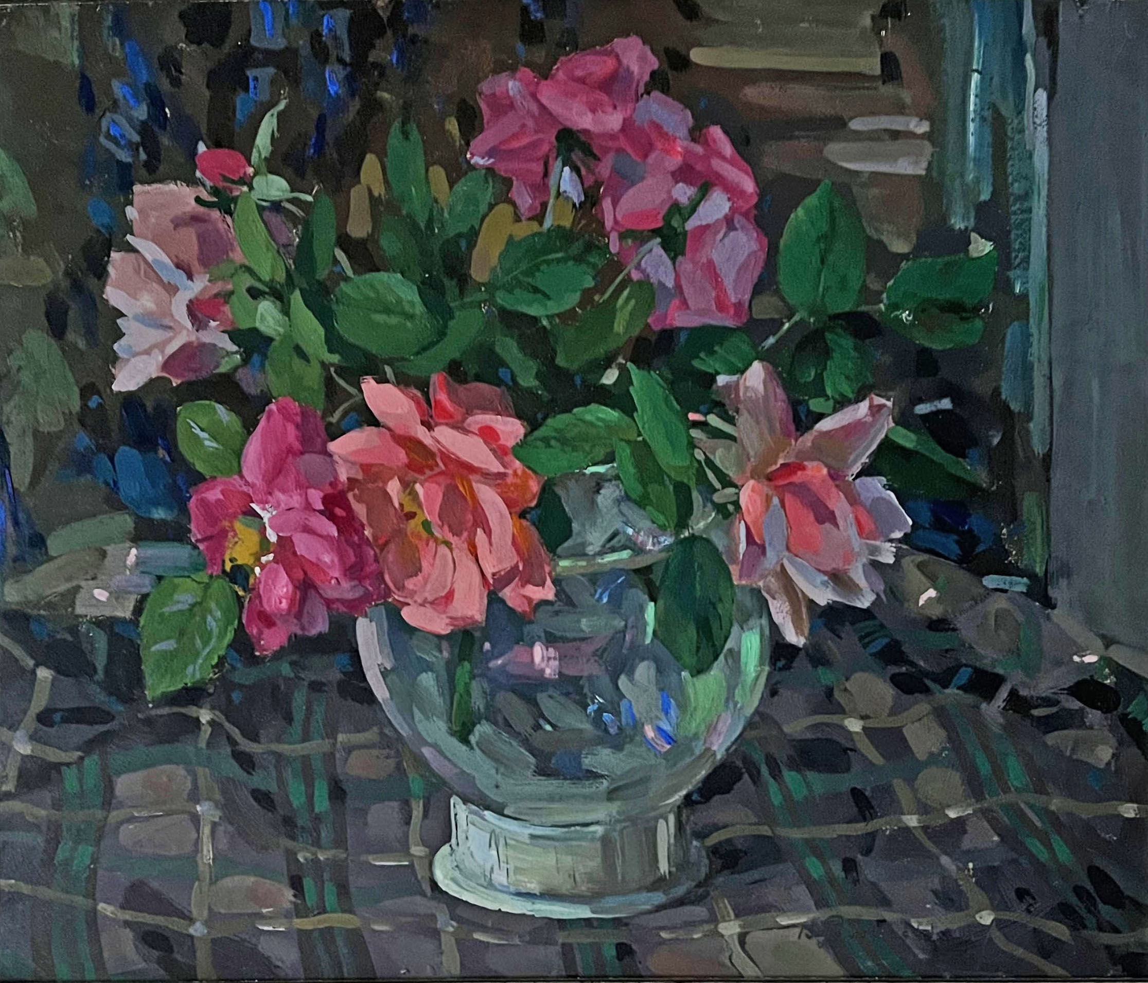 "Roses in the vase" by Pustoshkin painting