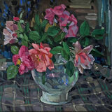 "Roses in the vase" by Pustoshkin painting
