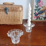 Set of 2 glass candle holders