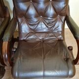 Pair of leather chesterfiel armchairs