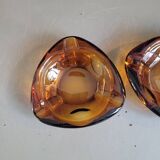 Set of 2 amber Reims glass ashtrays
