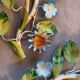 Colorful painted metal floral wall light