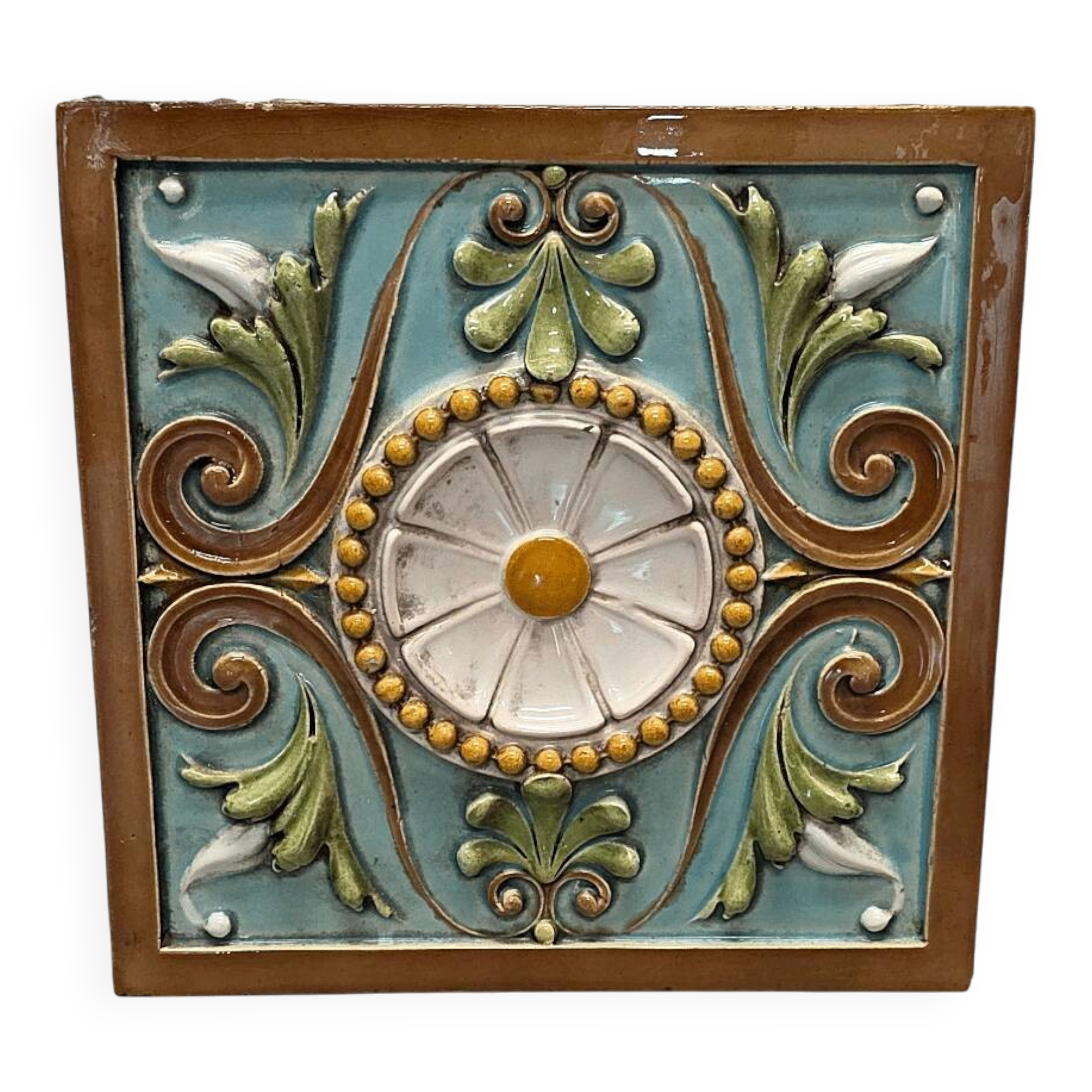 Large French Art Nouveau Ceramic Tile By émile Müller, around 1900