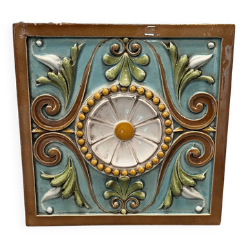 Large French Art Nouveau Ceramic Tile By émile Müller, around 1900