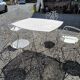 Old wrought iron garden furniture, table + 2 armchairs + 2 chairs