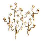 Importante lot d appliques en bronze de style Louis XV rocaille