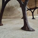 Antique garden bench park bench cast iron with oak