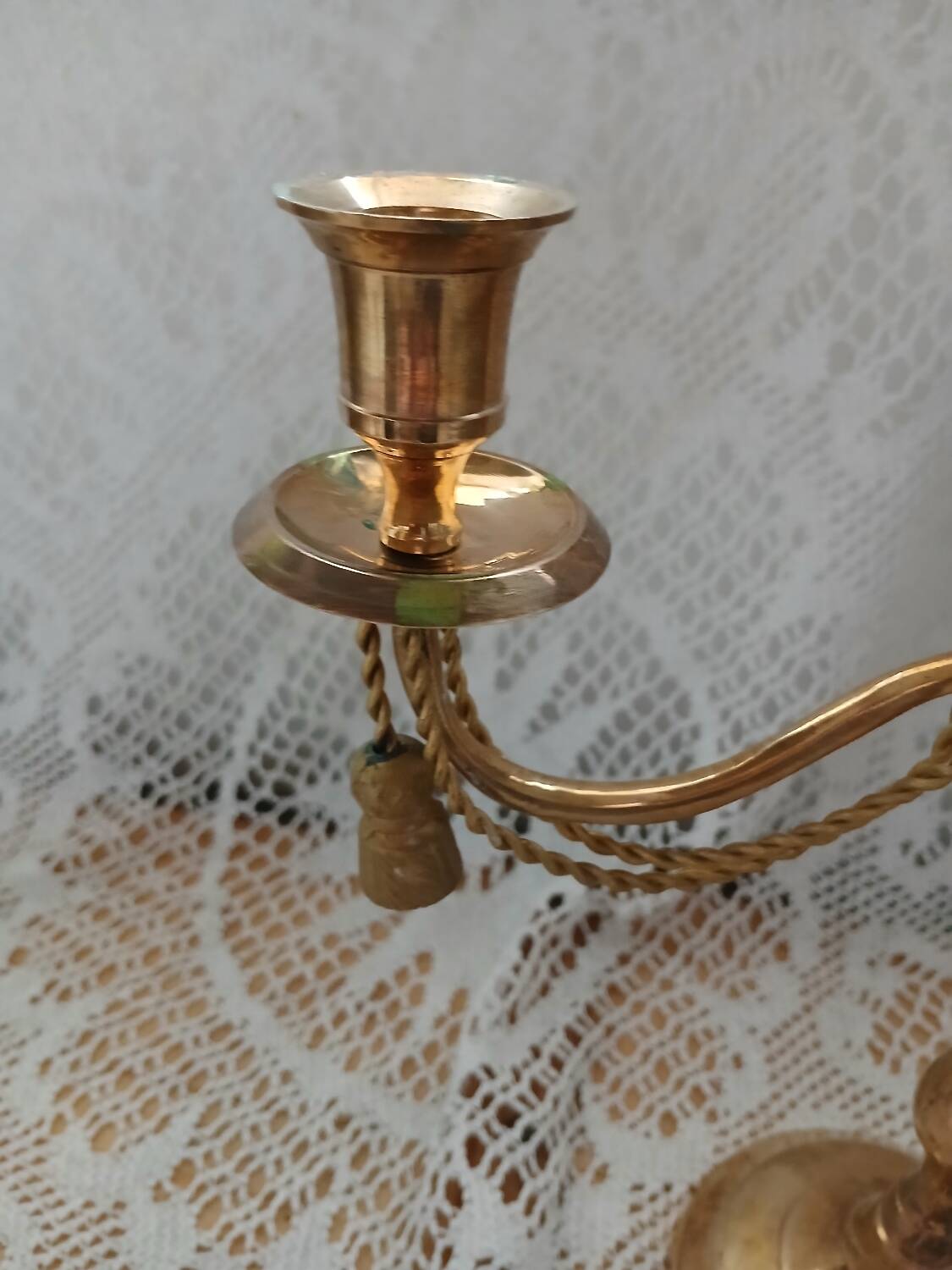 Antique metal chandelier with 3 arms