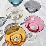 Twisted foot glasses of different color