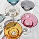 Twisted foot glasses of different color