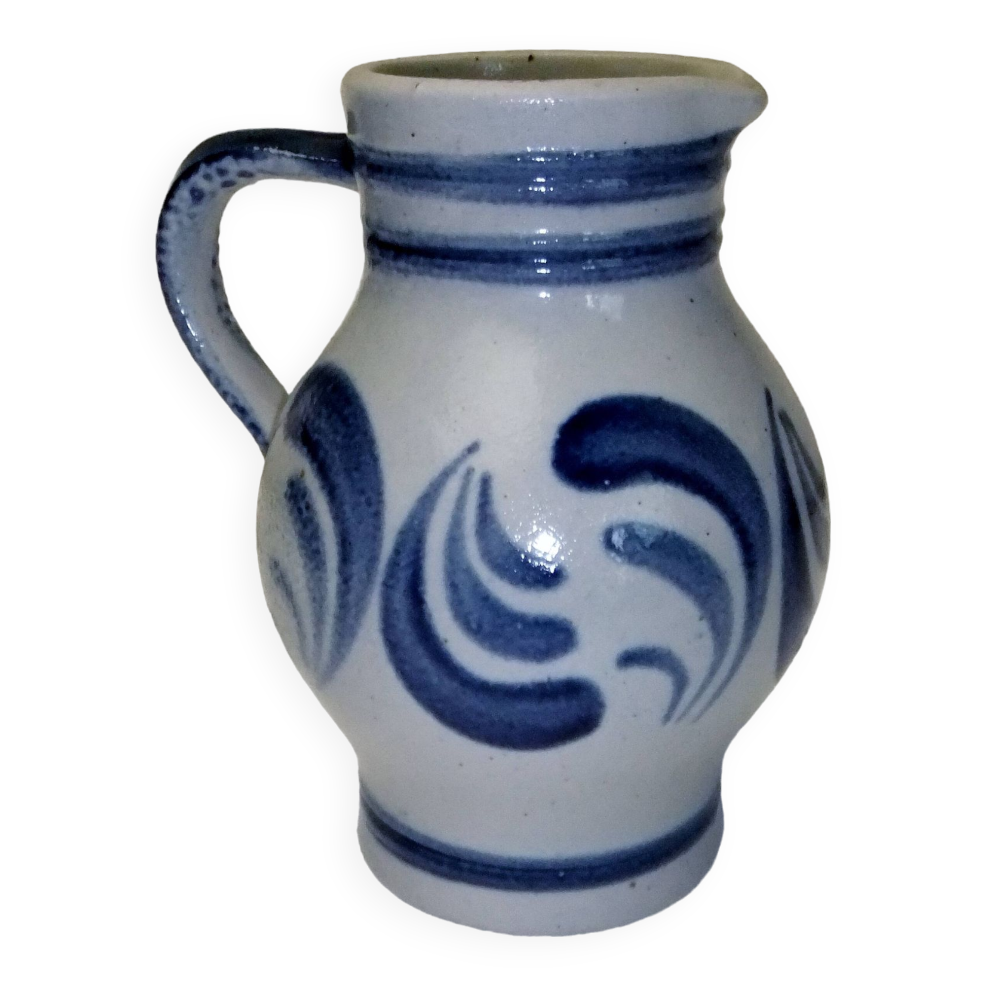 Handmade glazed stoneware pitcher with Handarbeit inscription