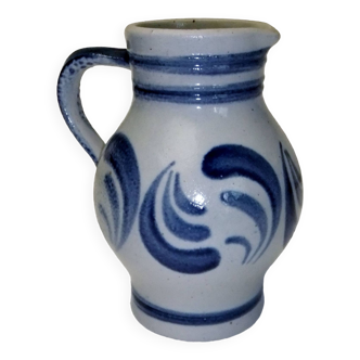 Handmade glazed stoneware pitcher with Handarbeit inscription