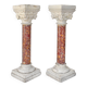 Pair of Brocatelle marble columns and stone with Corinthian capitals.