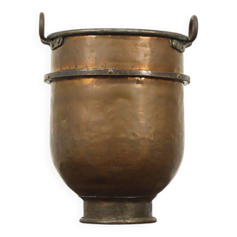 Antique patinated Wabi Sabi red copper kettle