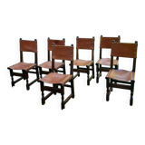 Series of 6 leather chairs 1970