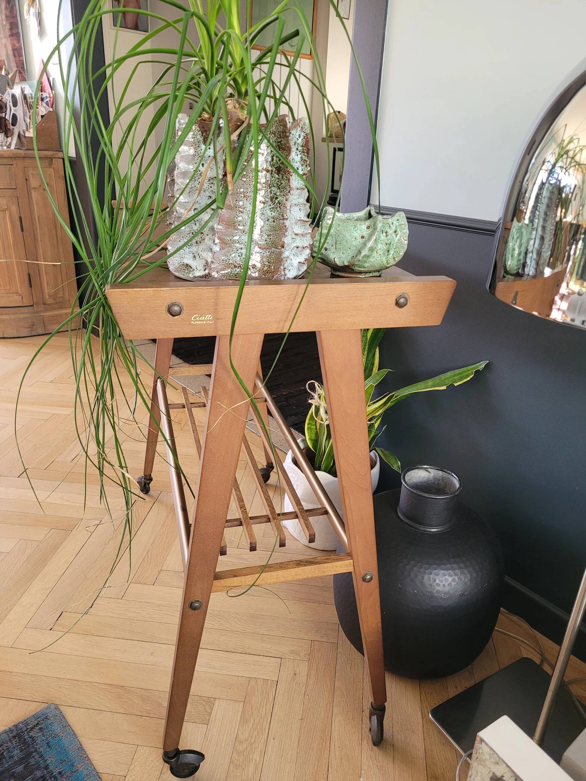 Ciatti wooden trolley on wheels