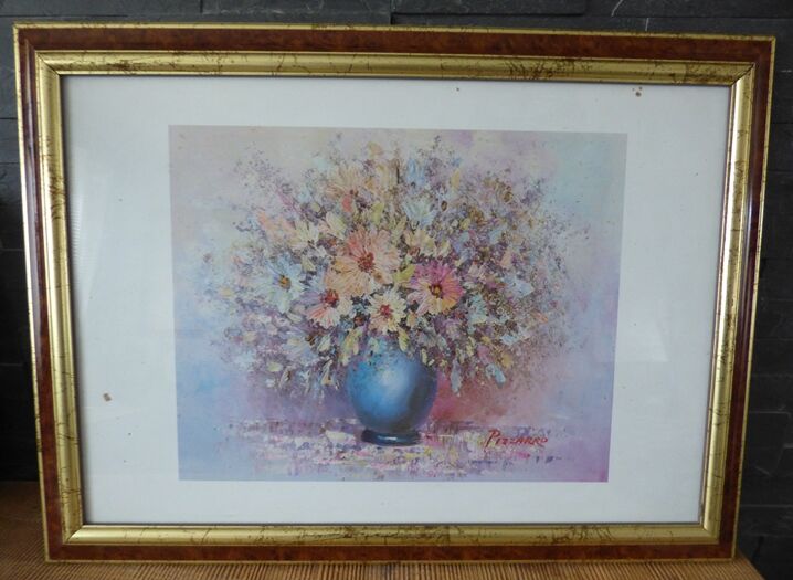 Frame in marbled gilded wood with glass 57.50 x 42.50 cm