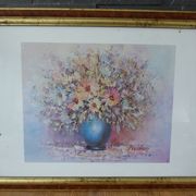 Frame in marbled gilded wood with glass 57.50 x 42.50 cm
