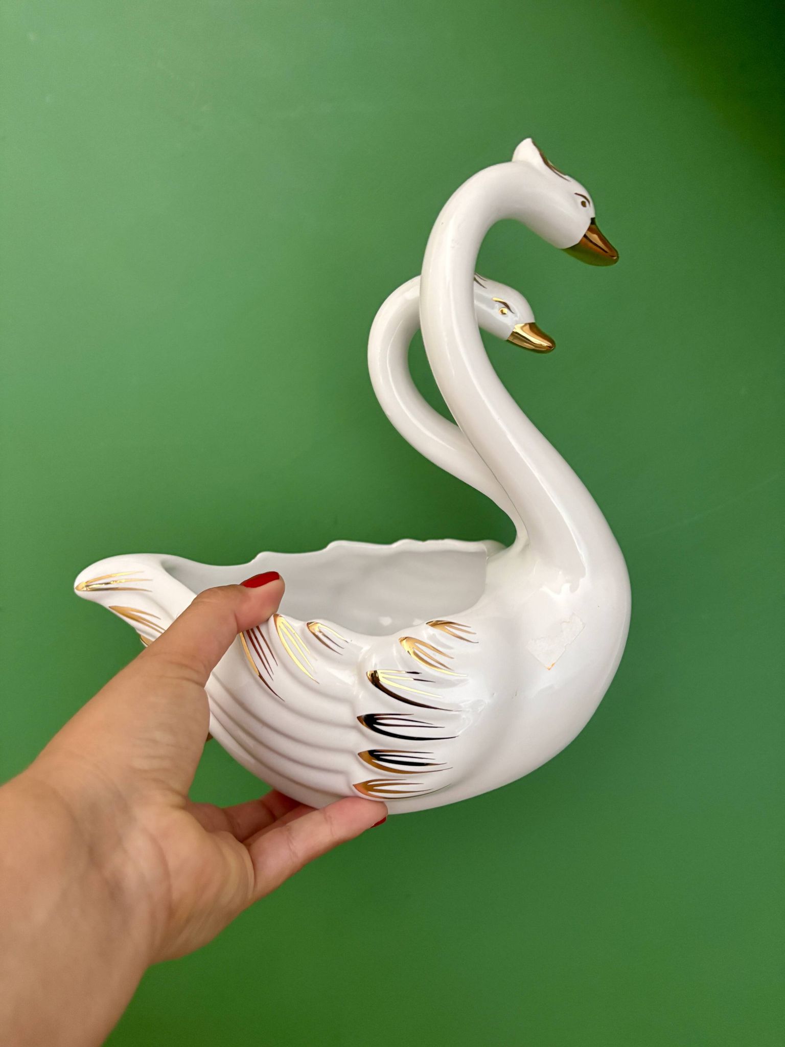 Pair of vintage cache pots - Ceramic swans