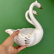 Pair of vintage cache pots - Ceramic swans